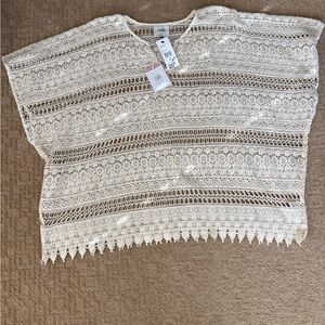 CAbi Cream Crochet Lace Blouse